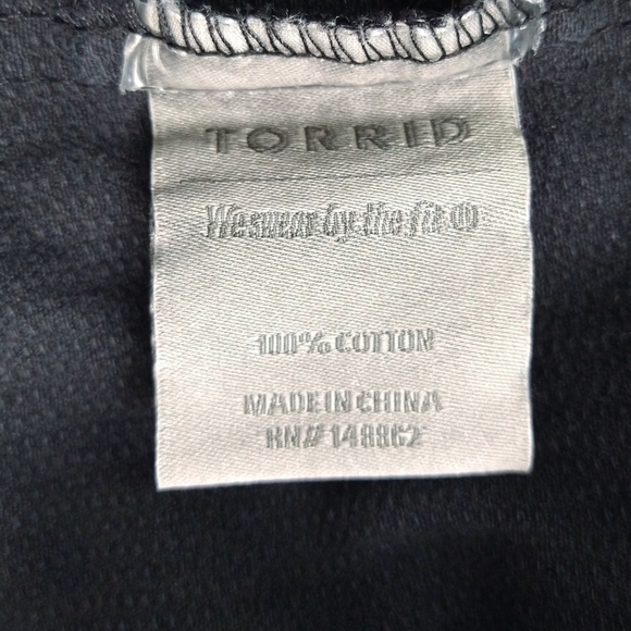 Torrid Black Twill Embellished Shacket 100% Cotton Roll Tab Sleeve Utility - Picture 10 of 10